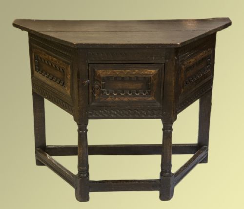 Very Rare Late 16th Century Inlaid Oak Credence/side Table