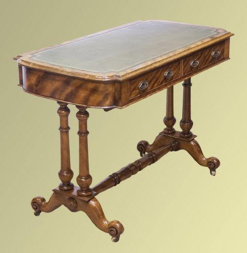 19th Century Satin Birch Writing Table with Bow Ends
