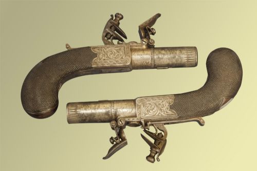 A Fine Quality Pair of Flintlock Pocket Pistols by Joseph Egg with Folding Triggers