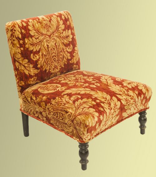 French Low Nursing Chair on Ebonised Turned Front Legs