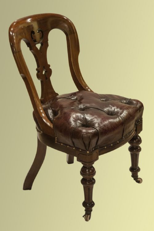 Quality Mid Victorian Mahogany and Leather Upholstered Desk Chair