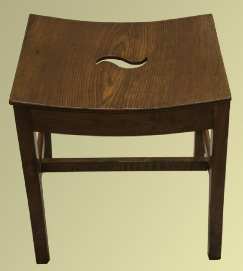 Unusual George III Country Saddle Seat Stool, Ash Topped, Walnut Framed