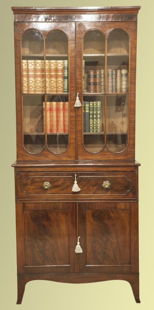 Late Regency Mahogany Secretaire Bookcase