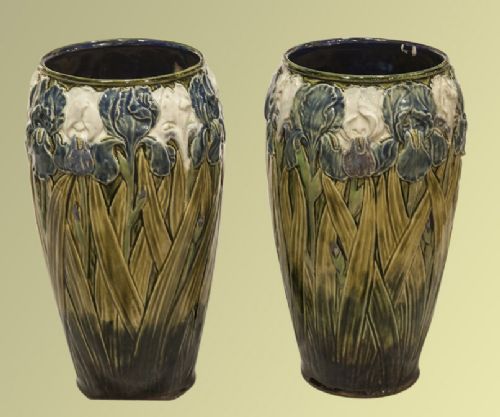 Fine Large Pair of Art Nouveau Doulton Vases