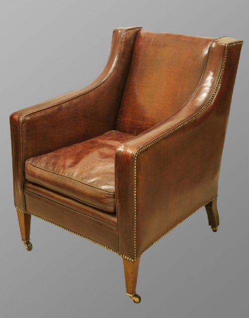 Hepplewhite Design Mahogany and Leather Library Chair