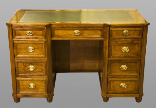 Continental Walnut and Birch Pedestal Desk