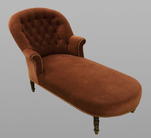 Late Victorian Chaise-longue on Turned Legs