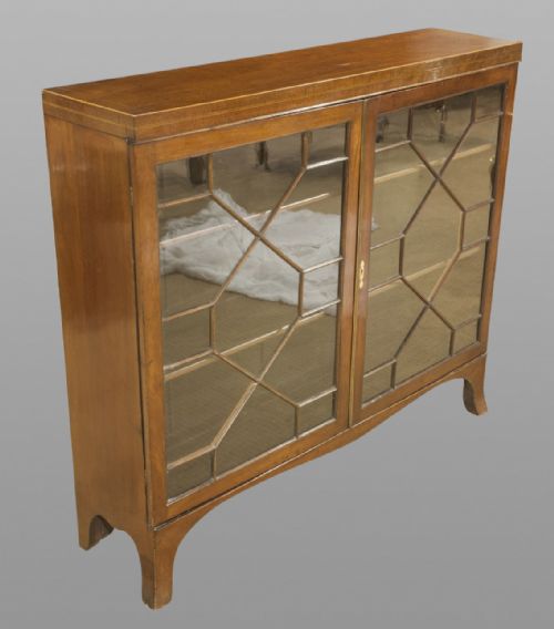 19th Century Mahogany Glazed Bookcase with Inlay to Top