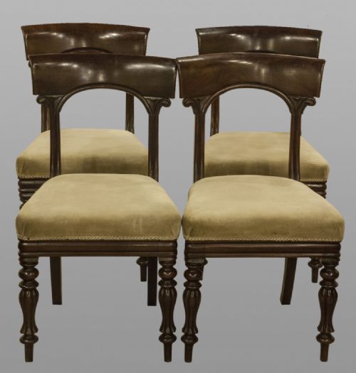 Set of Four Irish Mahogany Bar Back Dining Chairs