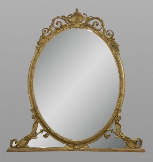 Ornate Oval Victorian Overmantel Mirror