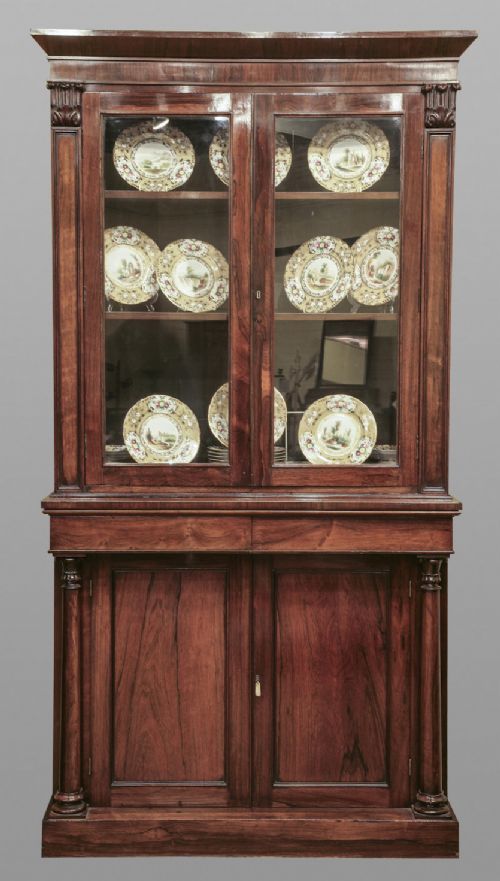 William IV Rosewood Two Part Bookcase
