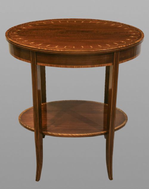 Edwardian Sheraton Revival Oval Occasional Table