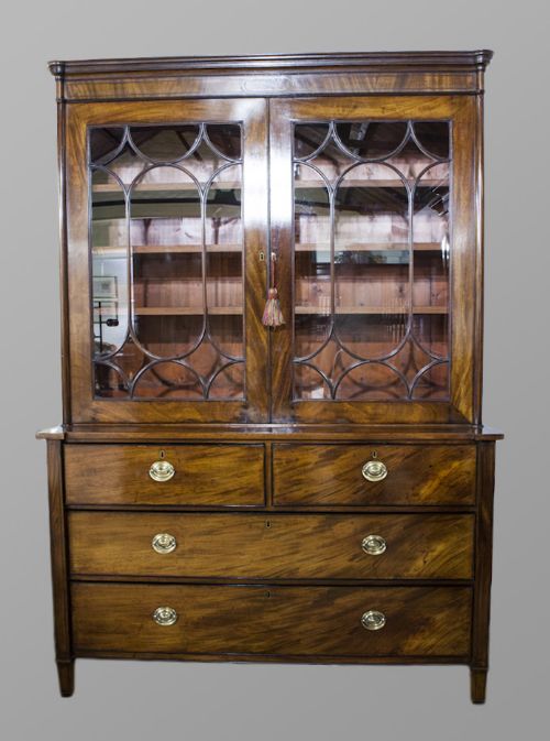 Regency Mahogany Two Section Library Bookcase