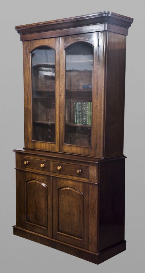 Victorian Mahogany Bookcase with Cupboard and Drawer to Base