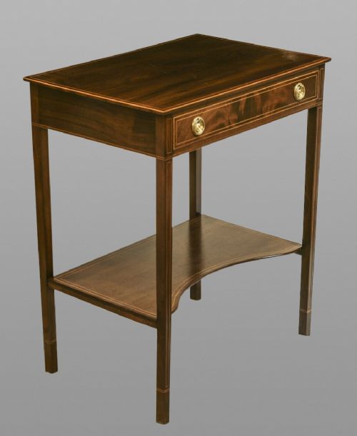 Late Georgian Mahogany and Boxwood Line Inlaid Single Drawer Side Table