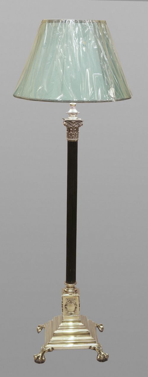 Brass Corinthian Column Extending Standard Lamp