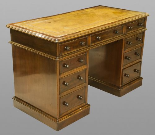 Early Victorian Mahogany Pedestal Desk