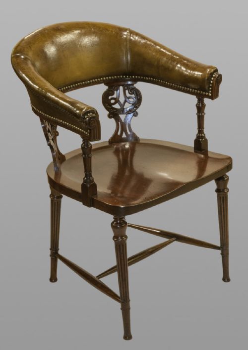 19th Century Mahogany and Leather Desk Chair