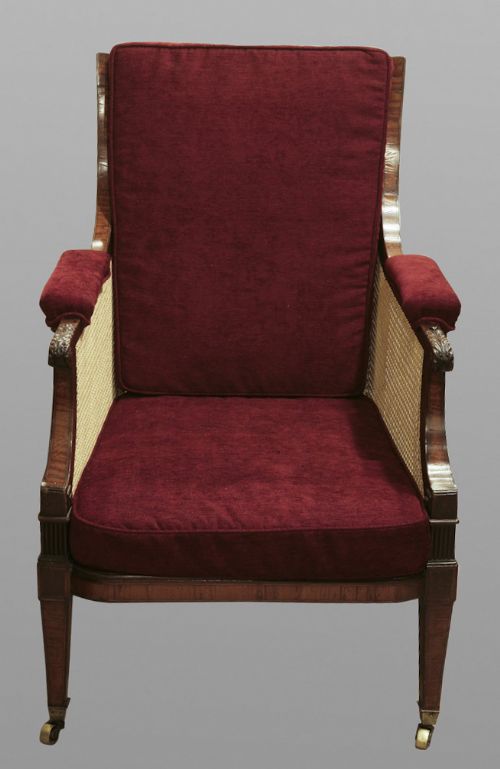 Regency Period Inlaid Mahogany Bergere Armchair
