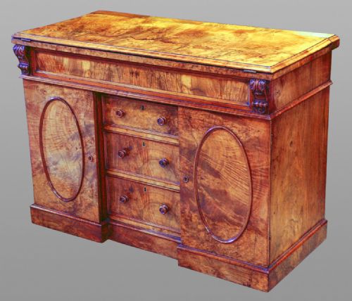Mid 19th Century Burr Walnut Fold Over Desk of Fine Quality