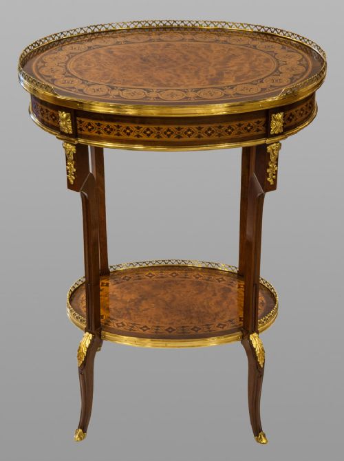 19th Century English Marquetry Oval Side Table