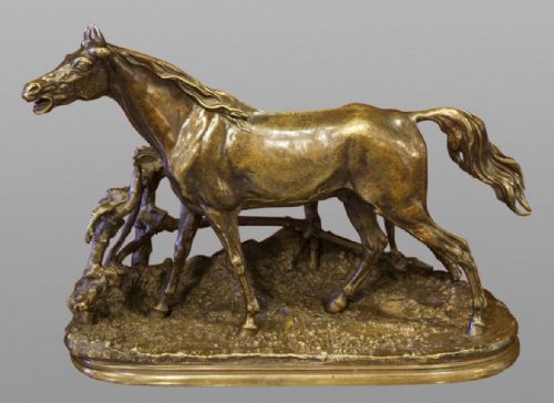 19th Century Bronze of a Horse After P.j. Mene