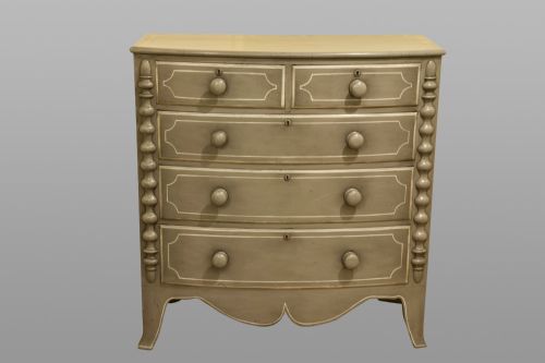 Painted 19th Century Bowfronted Chest of Drawers