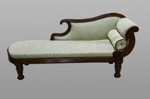 Mahogany Regency Chaise Longue Re-upholstered Circa 1820