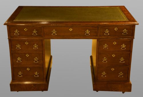 Victorian Oak Pedestal Desk