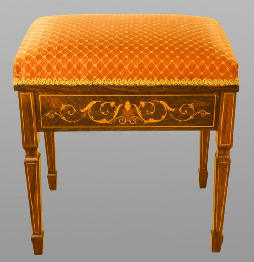 Edwardian Rosewood Inlaid Piano Stool