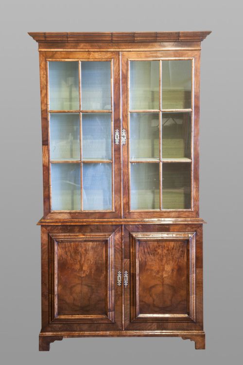 Queen Anne Style Walnut China Cabinet/bookcase