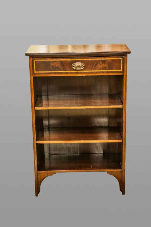 Edwardian Inlaid Open Bookcase