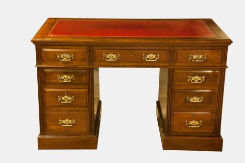Large 19th Century Walnut Pedestal Desk