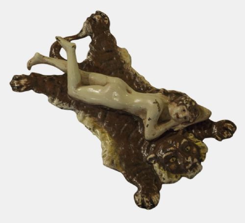 Painted Bronze of a Naked Young Lady