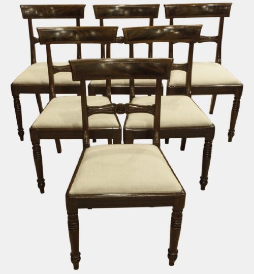 Set of 6 William IV Mahogany Bar-back Dining Chairs