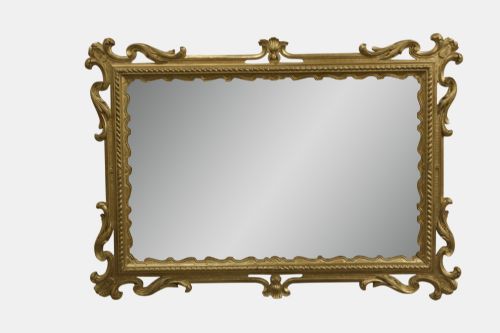 Wood Framed Rectangular Gilt Mirror