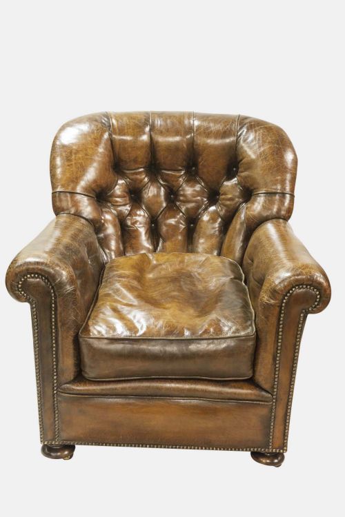 Victorian Deep Buttoned Leather Club Chair