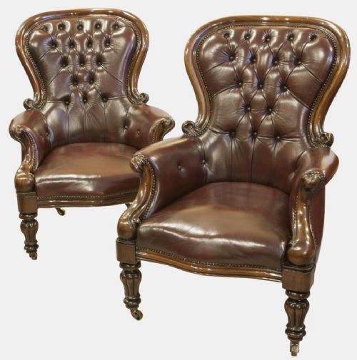 Pair of Mahogany Framed Gentleman's Club Chairs