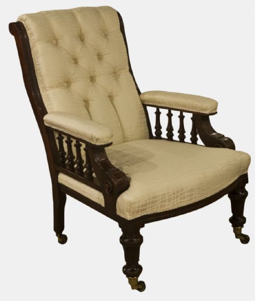 Mahogany Upholstered Lounge Chair