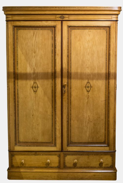 Pine Wardrobe with Original Decoration