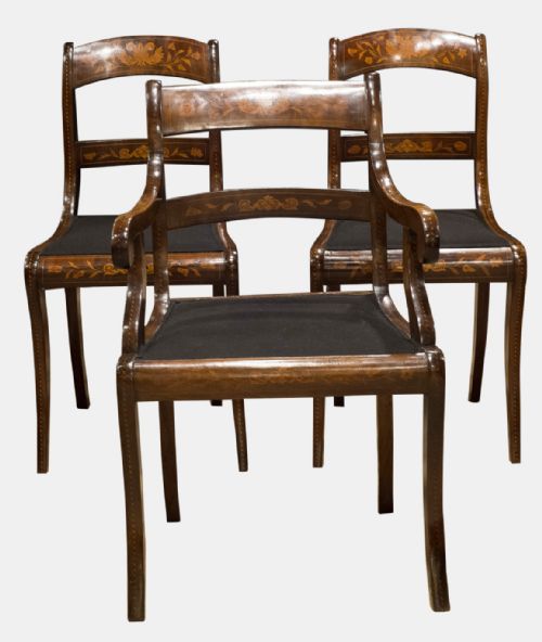 Set of 6 Dutch Marquetry Dining Chairs
