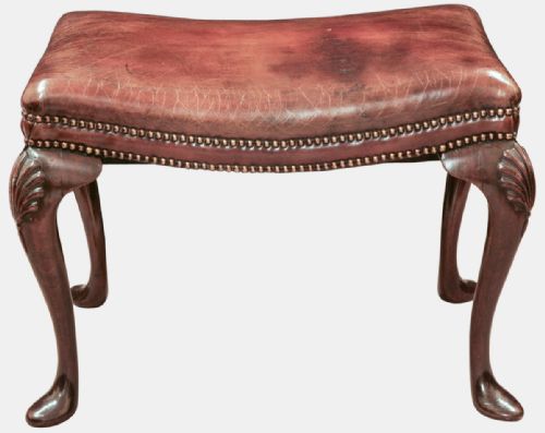 Walnut & Leather Topped Stool