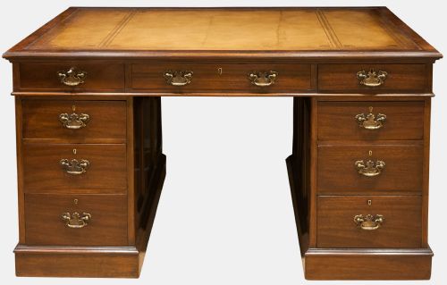 Paneled Mahogany Pedestal Desk