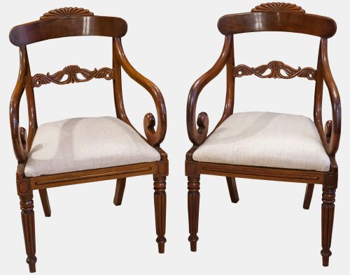 Pair of Regency Mahogany Carver Chairs