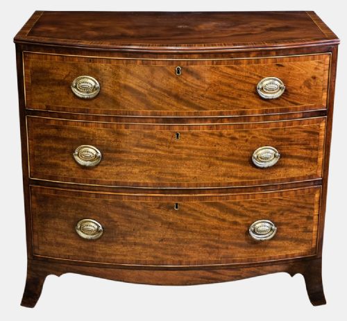 Hepplewhite Period 3 Drawer Bowfront Chest