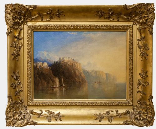 Italianate Oil on Canvas of Castle on Cliff Top