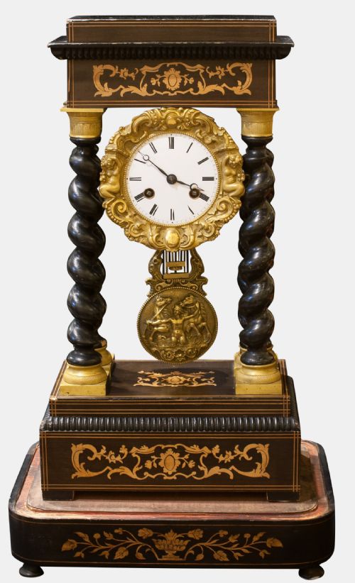 French Portico Clock Under Original Dome