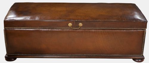 Leather Covered Ottoman
