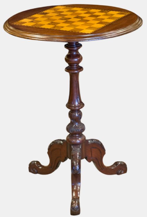 Victorian Mahogany and Inlaid Chess Table