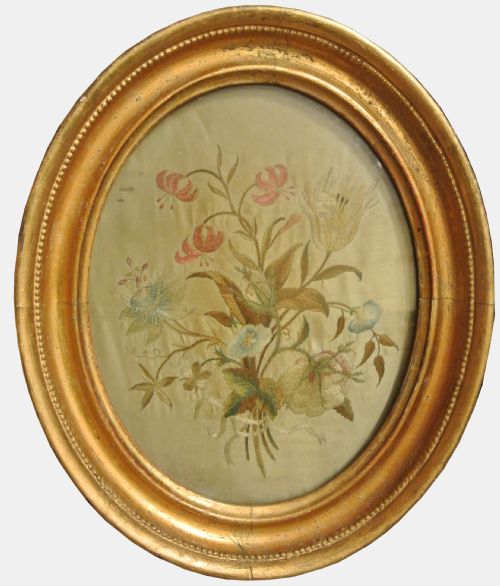 Decorative Silk Embroidery of Flowers